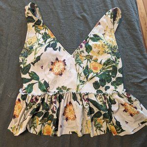 Kortni Jeane Swim | Botanical Whimsical Floral Peplum Top EUC